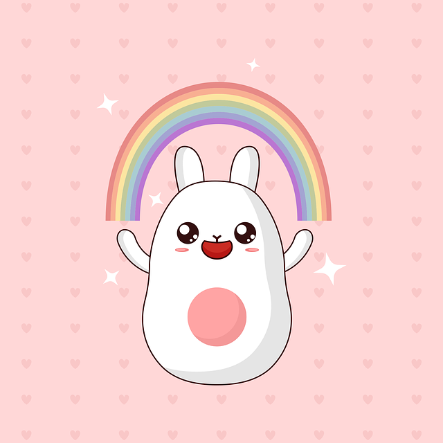 rabbit, bunny, rainbow