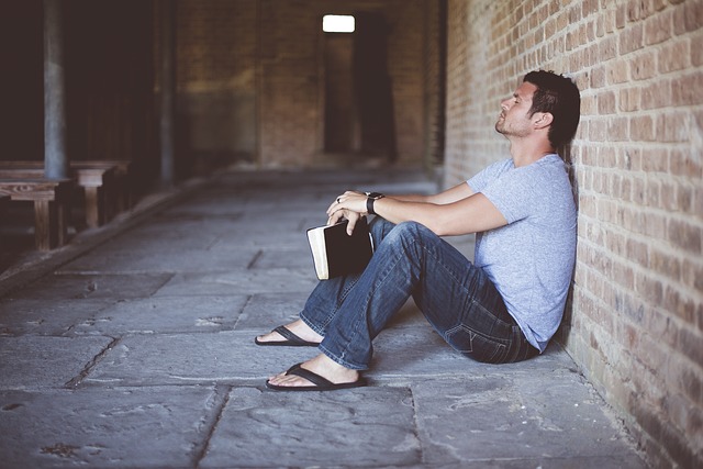 alone, book, brick wall