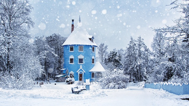 winter, snowing, moomin world