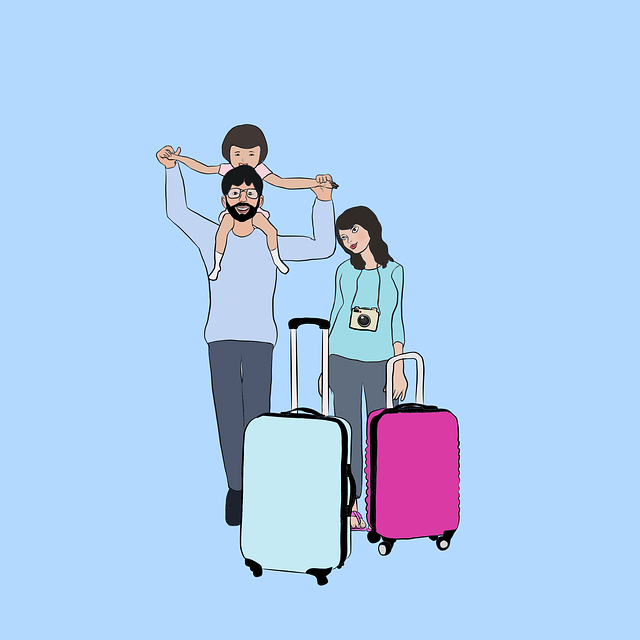 family, travel, luggage