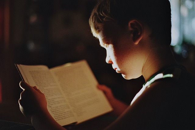 boy, book, reading