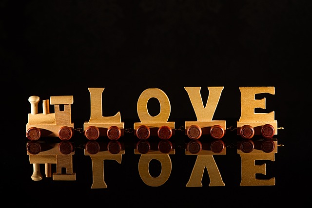 love, wooden letters, train, valentine, valentine